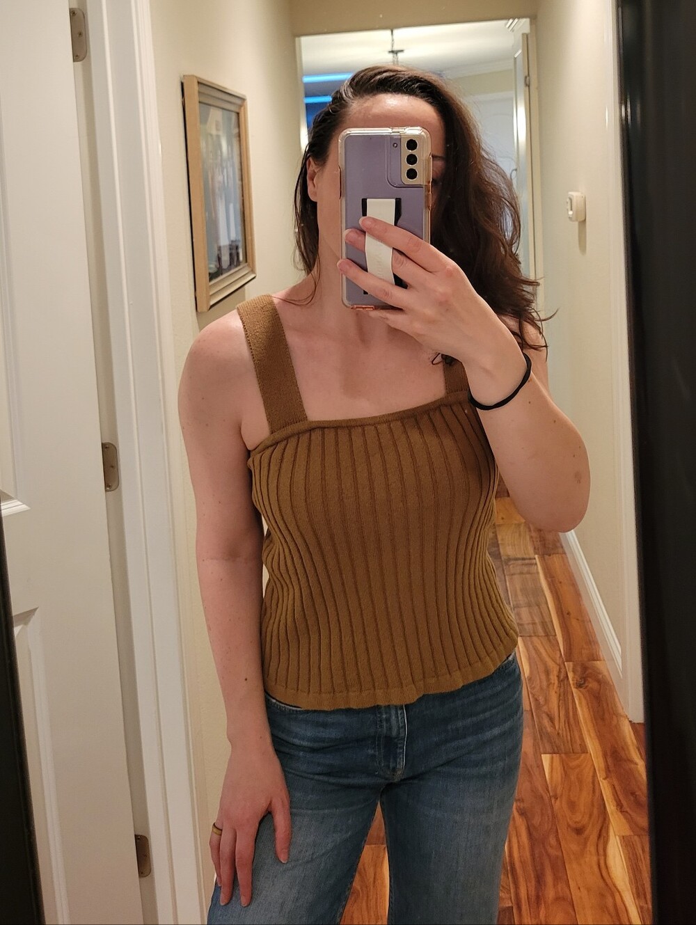 Madewell Ribbed Square Neck Sweater Tank Top Knit Camisole S
